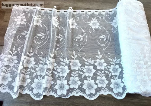 Méteráru, Vitrázs Függöny, Zsakar, Csillag Virág krém, 70 cm 