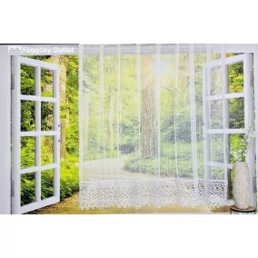   Csipkés Függöny, (30 cm fehér Csipke) Macaron fehér, 300x180 cm