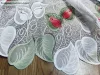 Tulipánlevél, fehér alapon zöld piros, 400x175 cm