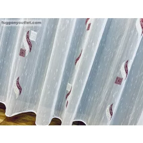 Voile, Zelis, fehér alapon bordó, 300x260 cm 