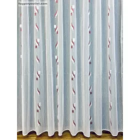 Voile, Zelis, fehér alapon bordó, 300x260 cm 