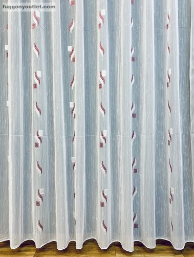 Voile, Zelis, fehér alapon bordó, 300x260 cm 