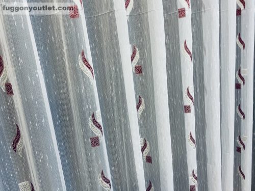 Voile, Zelis, fehér alapon bordó, 300x260 cm 