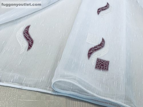 Voile, Zelis, fehér alapon bordó, 300x260 cm 