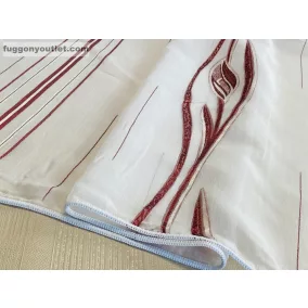 Voile,Agnes, fehér alapon bordó, 300x260 cm 