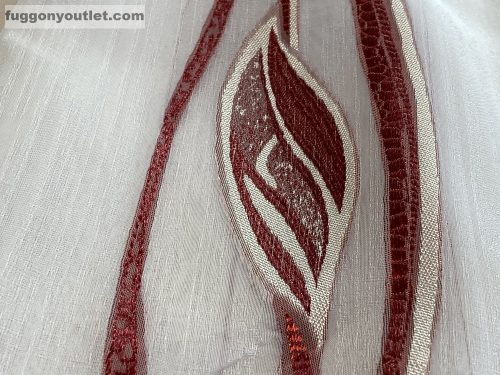Voile,Agnes, fehér alapon bordó, 300x260 cm 