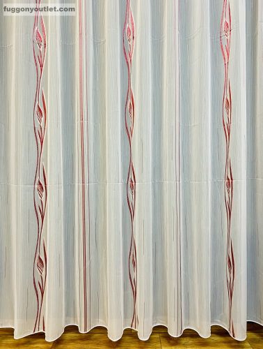Voile,Agnes, fehér alapon bordó, 300x260 cm 