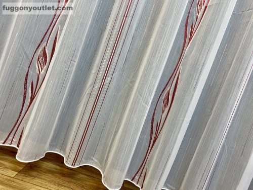 Voile,Agnes, fehér alapon bordó, 300x260 cm 