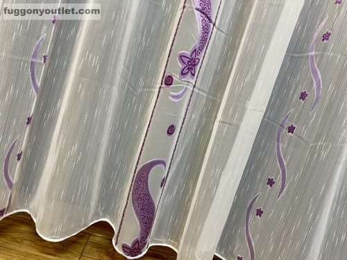 Voile, Hullócsillag, fehér alapon lila, 500x260 cm 