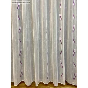 Voile, 5045, fehér alapon lila, 300x260 cm 