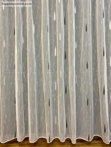 Voile, eső cseppes, fehér alapon fekete, 300x260 cm 