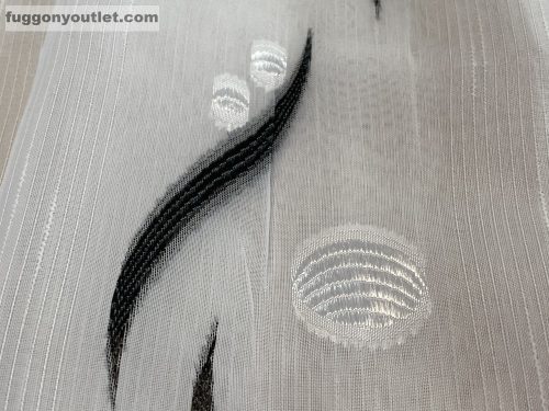 Voile, eső cseppes, fehér alapon fekete, 300x260 cm 