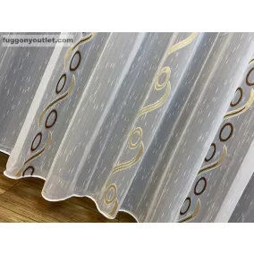 Voile,Százalék, fehér alapon barna arany, 300x260 cm 