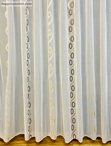 Voile,Százalék, fehér alapon barna arany, 300x260 cm 