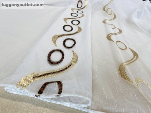 Voile,Százalék, fehér alapon barna arany, 300x260 cm 