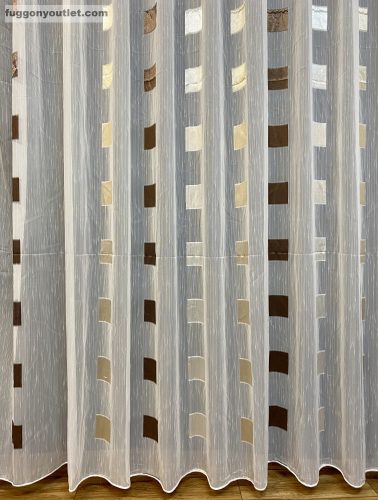 Voile, Kocka, csokibarna arany ezüst, 300x260 cm