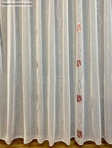 Voile, Zikzak bordó fehér alapon bordó, 300x260 cm 