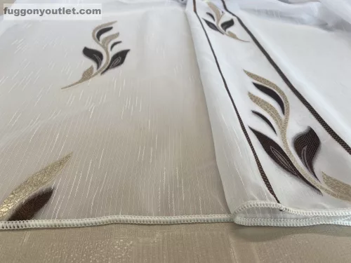 Voile, Halime, fehér alapon barna arany, 300x210 cm