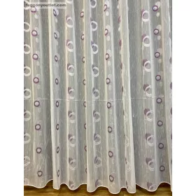 Voile, Karikas, fehér alapon lila, 300x260 cm 