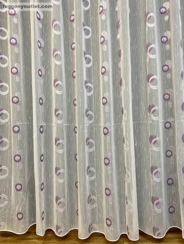 Voile, Karikas, fehér alapon lila, 300x260 cm 
