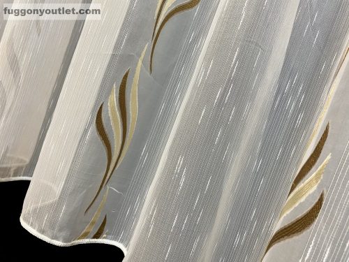 Készfüggöny, voile, Dilara, fehér alapon barna és krém, 300x180 cm 