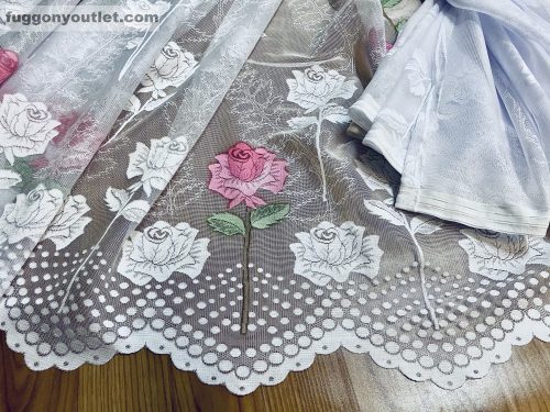 Rózsaszál, fehér alapon Rózsa, 400x250 cm