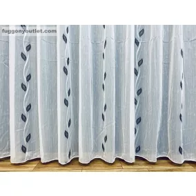 Voile, Levél fehér alapon fekete, 500x155 cm 