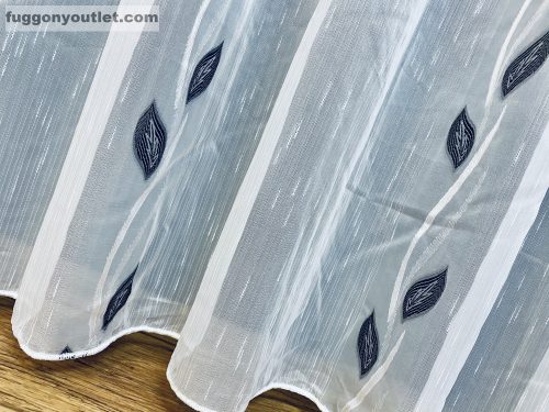 Voile, Levél fehér alapon fekete, 500x155 cm 