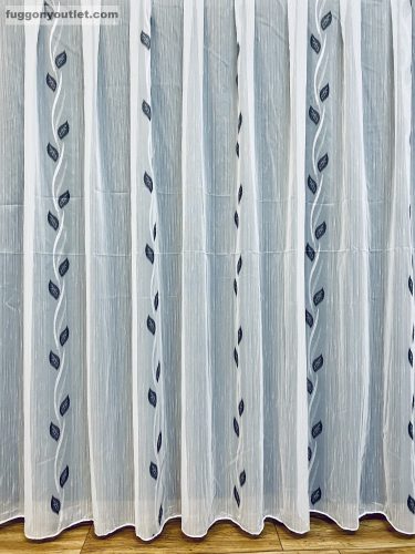 Voile, Levél fehér alapon fekete, 500x155 cm 