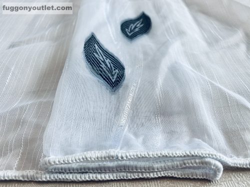 Voile, Levél fehér alapon fekete, 500x155 cm 