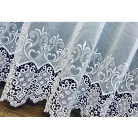   Méterárú, Csipkés Függöny, Barokk fehér, 280 Magas (Kétsoros Csipkés) 