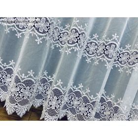   Méterárú, Csipkés Függöny, Csillag fehér, 280 Magas (Kétsoros Csipkés) 