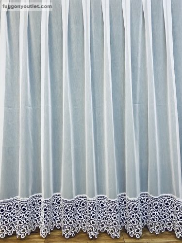 Csipkés függöny, sima voile (fehér 30 cm csipke )fehér, 300x250 cm