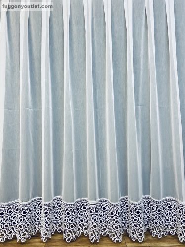 Csipkés Függöny, Voile, Basic, fehér, 30 cm fehér csipke, 300x250 cm