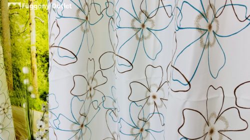 Sötétítő, Rózsa Selyem Tört fehér alapon Mentazöld barna, 140x260 cm, 2db-os csomag