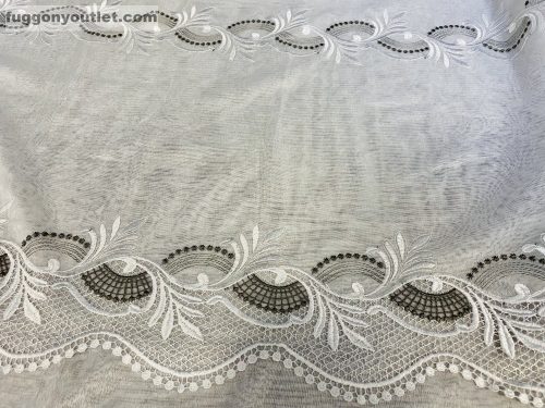 Méterárú, Csipkés Függöny, Sable Alap fehér szürke, 280 Magas (Kétsoros Csipkés)