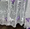 Méteráru, Vitrázs Függöny, Zsakar, Pillangós fehér alapon lila, 120 cm 