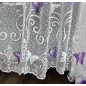   Méteráru, Vitrázs Függöny, Zsakar, Pillangós fehér alapon lila, 120 cm 