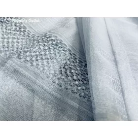 Hálós csíkos , fehér alap,Ezüst soros, 400x175 cm
