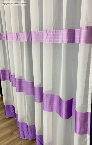 Voile, fehér alapon lila ezüst Csíkos, 300x260 cm