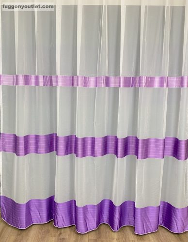 Voile, fehér alapon lila ezüst Csíkos, 300x260 cm