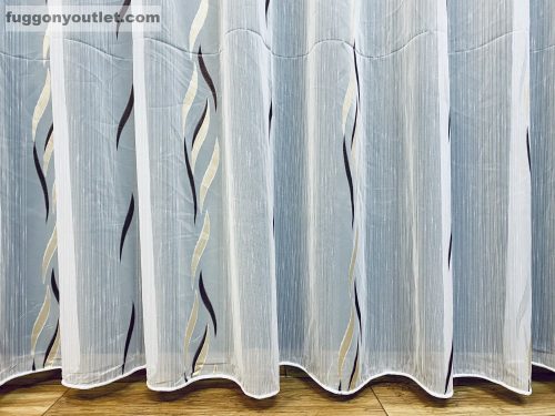 Voile, Azra, fehér alapon barna arany, 500x260 cm