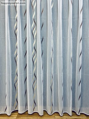 Voile, Azra, fehér alapon barna arany, 500x260 cm