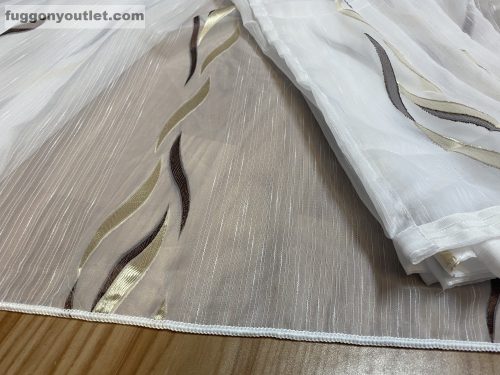 Voile, Azra, fehér alapon barna arany, 500x260 cm