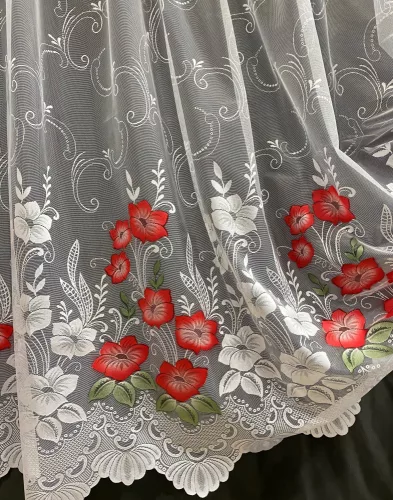 Pipacsvirág, fehér alapon piros, 400x175 cm
