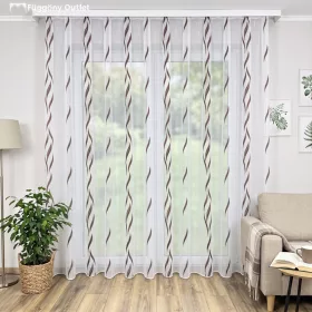 Voile, Azra, fehér alapon barna, 200x210 cm