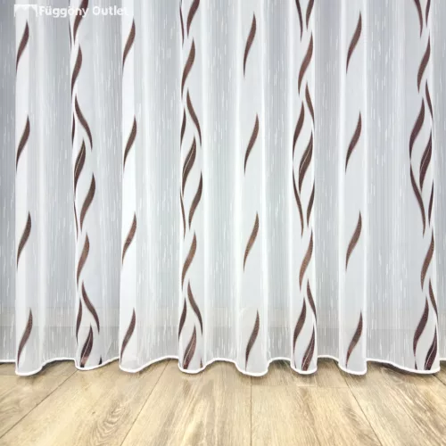 Voile, Azra, fehér alapon barna, 200x210 cm