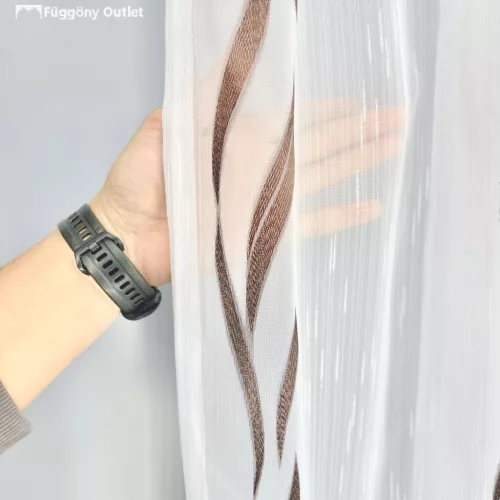 Voile, Azra, fehér alapon barna, 200x210 cm