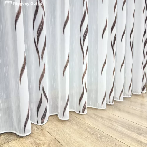 Voile, Azra, fehér alapon barna, 200x210 cm