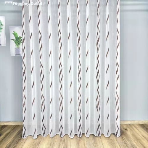 Voile, Azra, fehér alapon barna, 200x210 cm